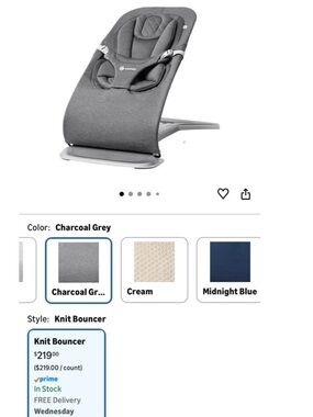NEW Ergobaby Charcoal Grey Knit Infant Bouncer